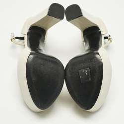 Pre Owned Saint Laurent Cream Leather Jodie Ankle Strap Sandals Size 38.5