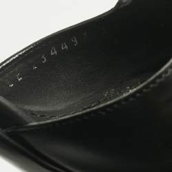 Pre Owned Saint Laurent Black Leather Double Cutout Strap Ankle Strap Sandals Size 36.5