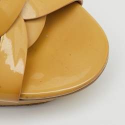 Pre Owned Saint Laurent Beige Patent Leather Tribute Platform Sandals Size 39