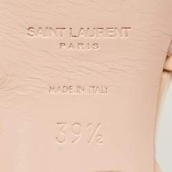 Pre Owned Saint Laurent Beige Patent Leather Tribute Platform Sandals Size 39.5