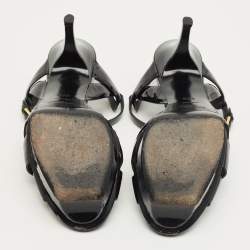 Pre Owned Saint Laurent Black Patent Leather Tribute Platform Sandals Size 39.5