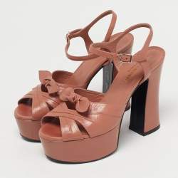 Pre Owned Saint Laurent Beige Leather Candy Ankle Strap Sandals Size 37