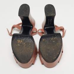 Pre Owned Saint Laurent Beige Leather Candy Ankle Strap Sandals Size 37