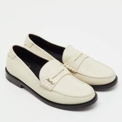 Pre Owned Saint Laurent White Leather Le Loafer Penny Loafers Size 36