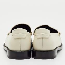 Pre Owned Saint Laurent White Leather Le Loafer Penny Loafers Size 36