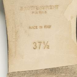 Pre Owned Saint Laurent Black Leather Tribute Flat Sandals Size 37.5