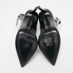 مملوكة مسبقًا حذاء كعب عالي سان لوران سوار الكاحل جلد أسود مقاس 35.5