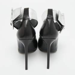 مملوكة مسبقًا حذاء كعب عالي سان لوران سوار الكاحل جلد أسود مقاس 35.5