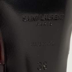 Pre Owned Saint Laurent Lee Size 38 Marron Patent Leather Slingback Pumps