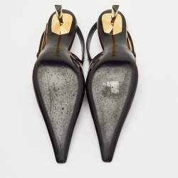 Pre Owned Saint Laurent Lee Size 38 Marron Patent Leather Slingback Pumps