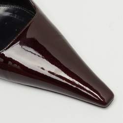 Pre Owned Saint Laurent Lee Size 38 Marron Patent Leather Slingback Pumps