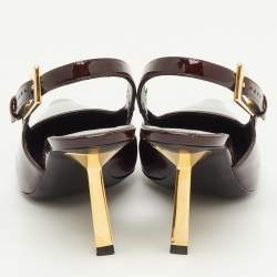 Pre Owned Saint Laurent Lee Size 38 Marron Patent Leather Slingback Pumps