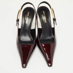 Pre Owned Saint Laurent Lee Size 38 Marron Patent Leather Slingback Pumps