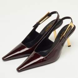 Pre Owned Saint Laurent Lee Size 38 Marron Patent Leather Slingback Pumps