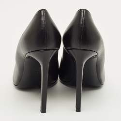 Pre Owned Saint Laurent Janis Size 35.5 Black/Red Leather Metal Trim Pointed Toe Pumps