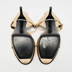مملوكة مسبقًا Saint Laurent Tribute Size 41 Metallic Gold Lizard Embossed Leather Platform Sandals