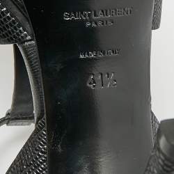مملوكة مسبقًا صندل سان لوران تريبيوت جلد منقوش سحلية أسود نعال سميك مقاس 41.5