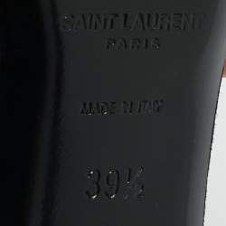 مملوكة مسبقًا حذاء كعب عالي سان لوران إسكاربين جلد بايثون أسود و سويدي بسوار للكاحل مقاس 39.5