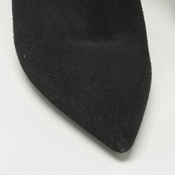 مملوكة مسبقًا Saint Laurent Harness Chain Size 37.5 Black Suede Ankle Length Boots