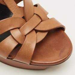 مملوكة مسبقًا Saint Laurent Tribute Size 37.5 Brown Leather Ankle Strap Sandals