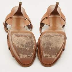 مملوكة مسبقًا Saint Laurent Tribute Size 37.5 Brown Leather Ankle Strap Sandals