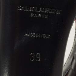 Pre Owned Saint Laurent Size 39 Multicolor Tweed Metal Cap Toe Slingback Pumps