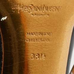 Pre Owned Saint Laurent Size 38.5 Black Patent Leather Platform Ankle Strap Sandals