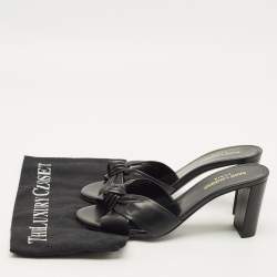 Pre Owned Saint Laurent Bianca Size 38 Black Leather Slide Sandals