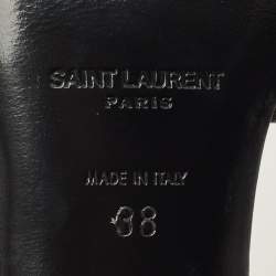 Pre Owned Saint Laurent Bianca Size 38 Black Leather Slide Sandals