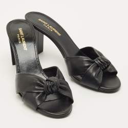 Pre Owned Saint Laurent Bianca Size 38 Black Leather Slide Sandals