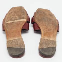 Pre Owned Saint Laurent Tribute Size 36 Burgundy Flat Slides