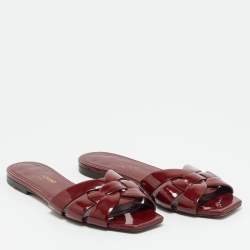 Pre Owned Saint Laurent Tribute Size 36 Burgundy Flat Slides