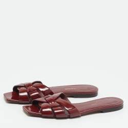 Pre Owned Saint Laurent Tribute Size 36 Burgundy Flat Slides