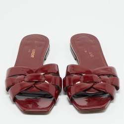 Pre Owned Saint Laurent Tribute Size 36 Burgundy Flat Slides
