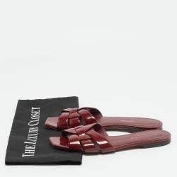 Pre Owned Saint Laurent Tribute Size 36 Burgundy Flat Slides