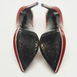 مملوكة مسبقًا حذاء كعب عالي سان لوران جانيس جلد أحمر لامع منصة مقاس 38