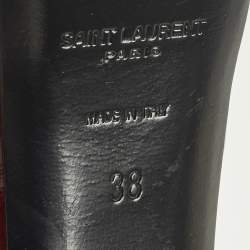 مملوكة مسبقًا حذاء كعب عالي سان لوران جانيس جلد أحمر لامع منصة مقاس 38