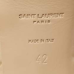 Pre Owned Saint Laurent Tribute Size 42 Beige Leather Platform Sandals