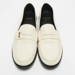 مملوكة مسبقًا Saint Laurent Le Loafer Size 38 Cream Leather Penny Loafers