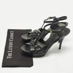 مملوكة مسبقًا Saint Laurent Size 42 Black Leather Platform Sandals