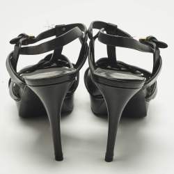 مملوكة مسبقًا Saint Laurent Size 42 Black Leather Platform Sandals