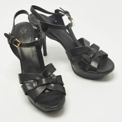 مملوكة مسبقًا Saint Laurent Size 42 Black Leather Platform Sandals