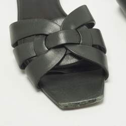 Pre Owned Saint Laurent Tribute Size 39 Black Leather Flat Slide
