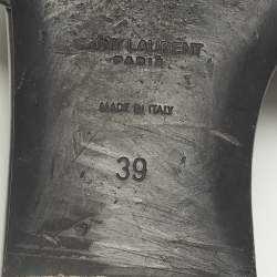 Pre Owned Saint Laurent Tribute Size 39 Black Leather Flat Slide