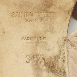 مملوكة مسبقًا Saint Laurent Paris Loulou Size 38.5 Beige Leather Slide Sandals