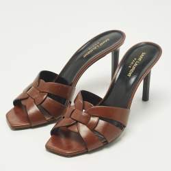 Pre Owned صندل سان لوران تريبيوت جلد موف مقاس 37