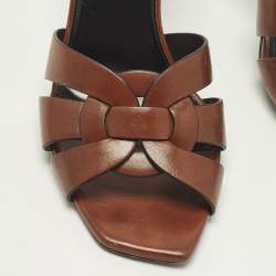 Pre Owned صندل سان لوران تريبيوت جلد موف مقاس 37