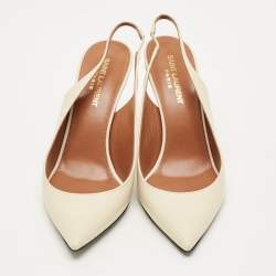 مملوكة مسبقًا Saint Laurent Opyum Size 37 Beige Leather Slingback Pumps