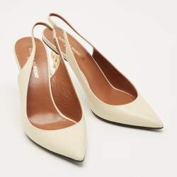 مملوكة مسبقًا Saint Laurent Opyum Size 37 Beige Leather Slingback Pumps