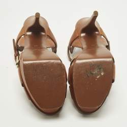 مملوكة مسبقًا Saint Laurent Tribute Size 37 Brown Leather Platform Sandals